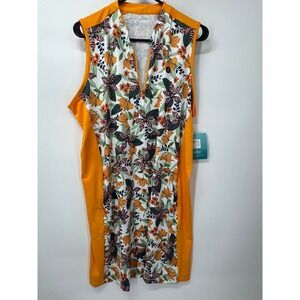 Coolibar Women's Backspin Golf Dress UPF 50+ Sun Protection Sleeveless Floral XL